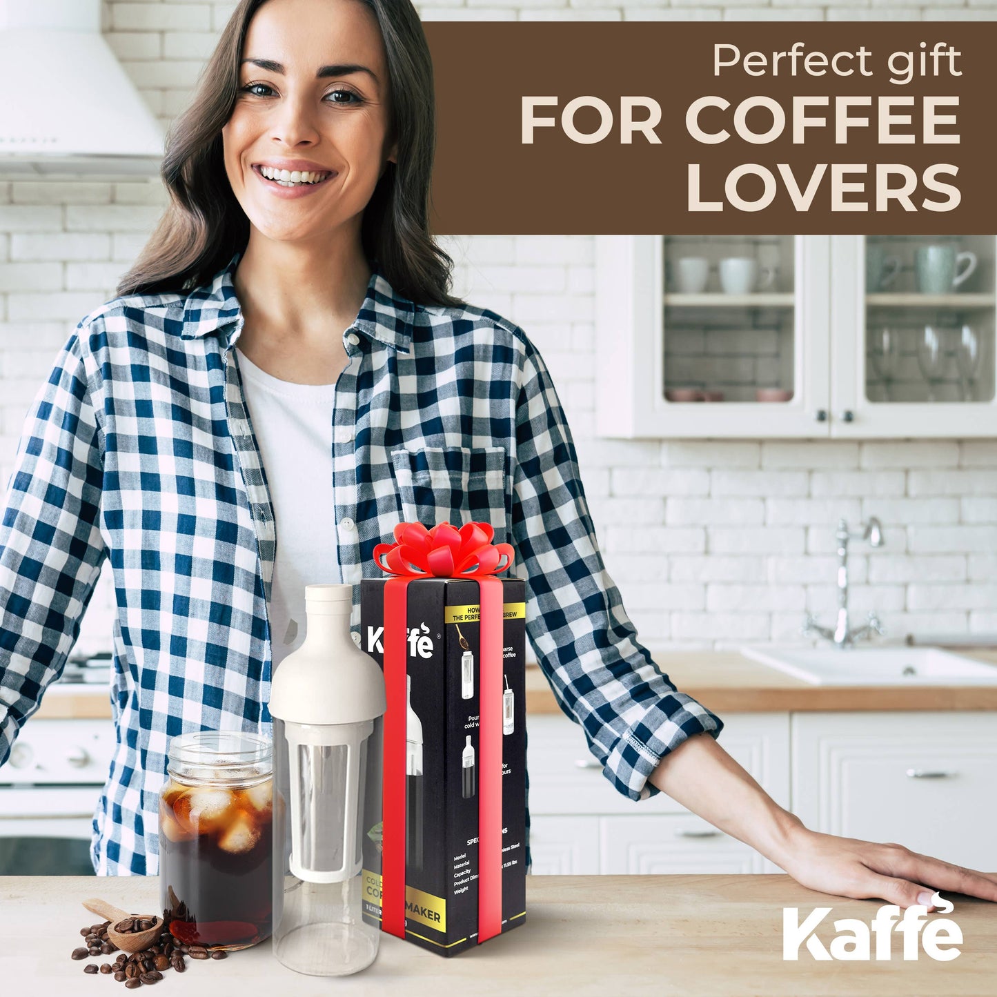 Kaffe Cold Brew Coffee Maker, Glass Coffee Pitcher. 1L