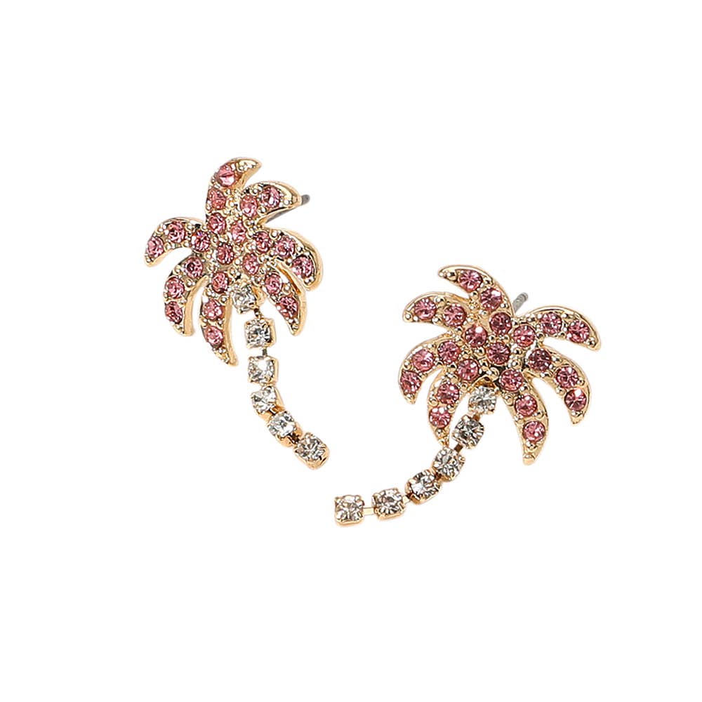 Stone Paved Palm Tree Earrings