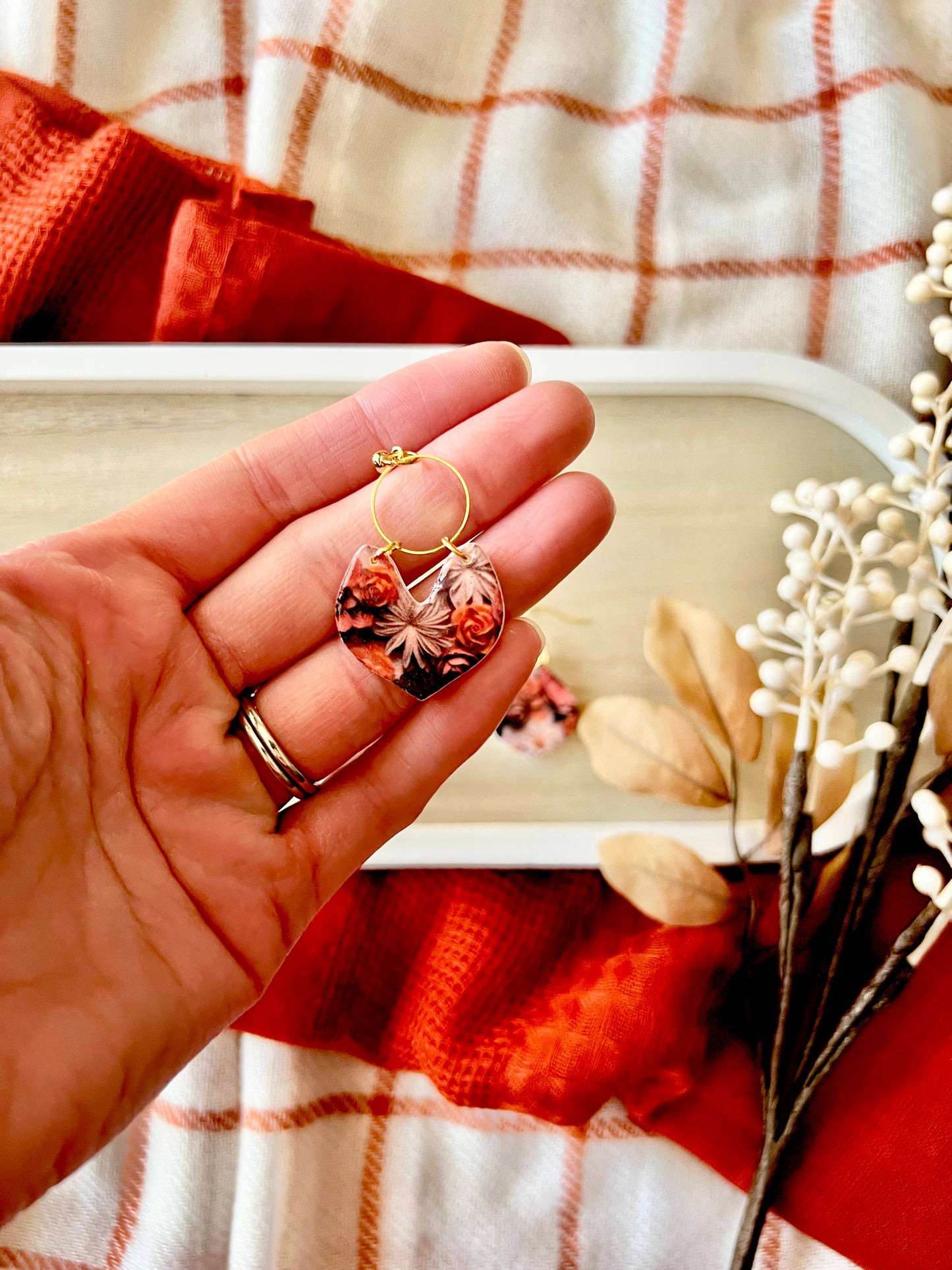 Fall Floral Earrings, Fall Flower Earrings, Fall Earrings