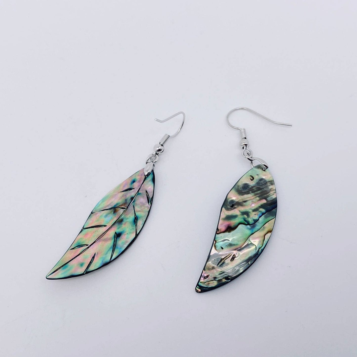 Leaf Shape Abalone Shell Dangle Earrings