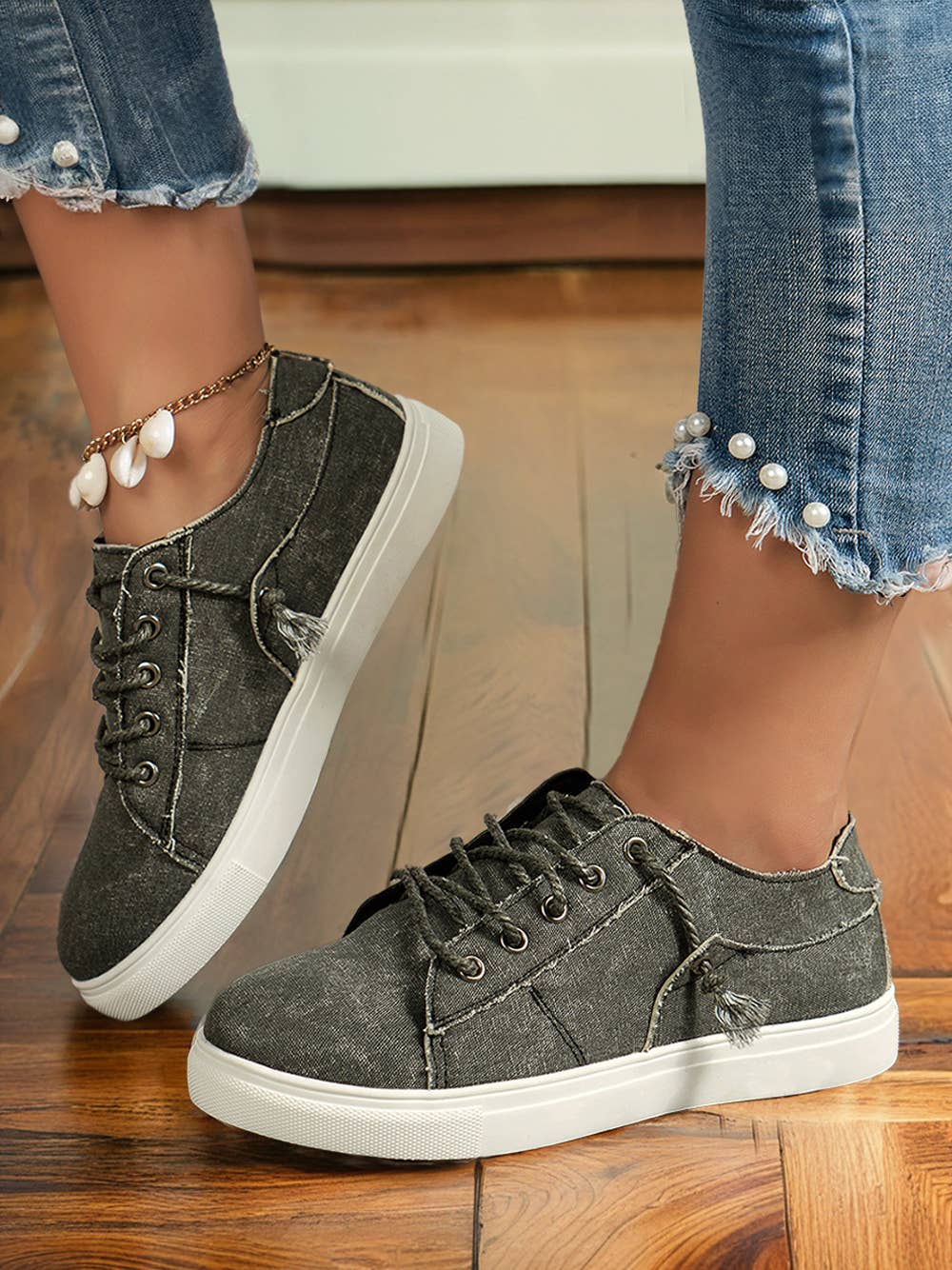 Criss Cross Slip On Canvas Flats