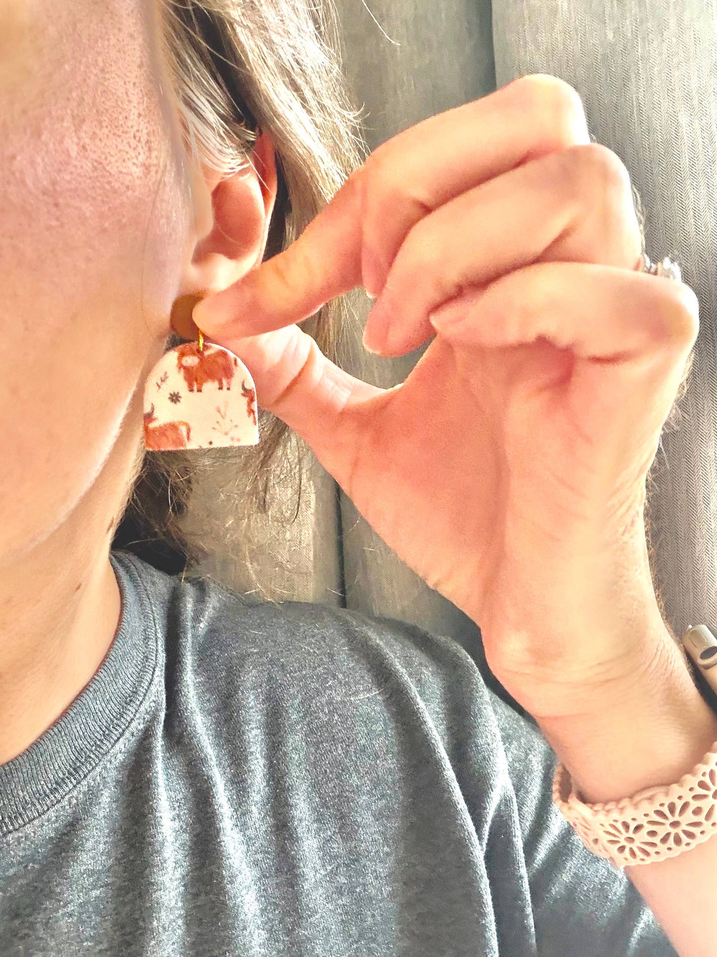 Highland Cow Earrings, Highland Cow Clay Earrings