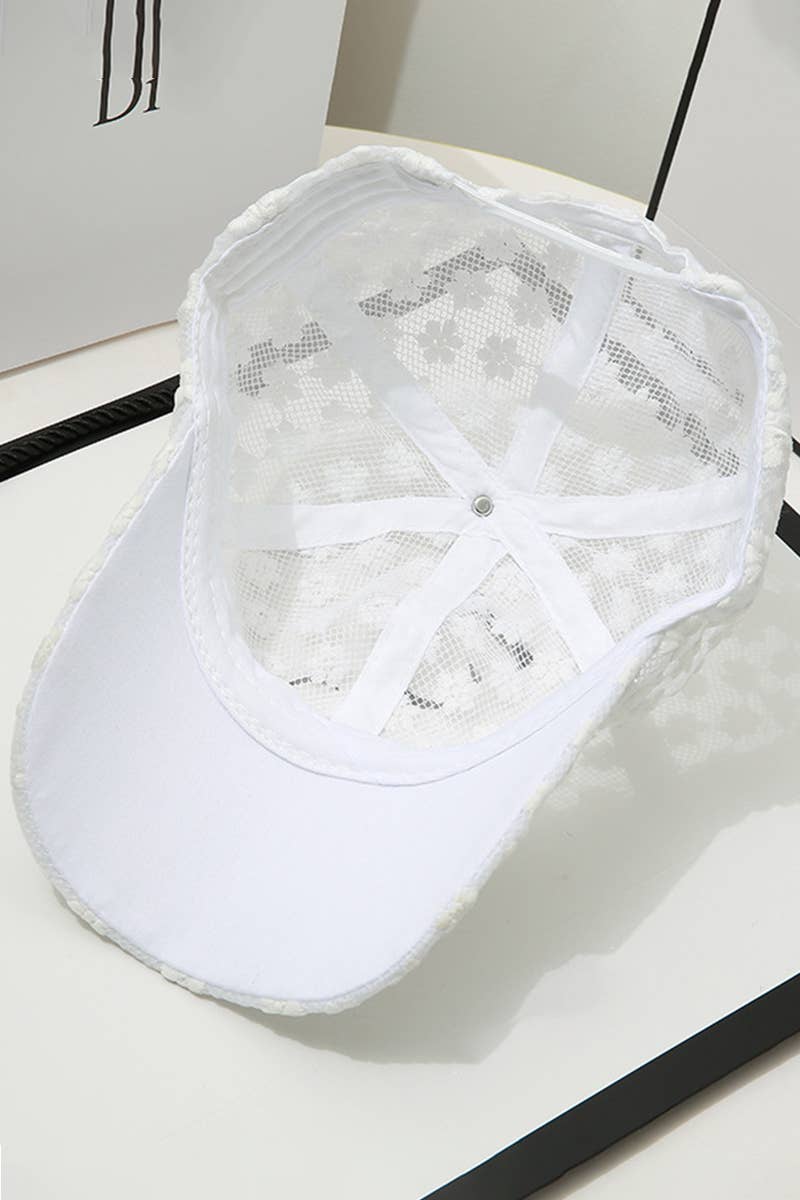 Summer Sun Hat, Lace Baseball Cap, Women’s Floral CWAH0470