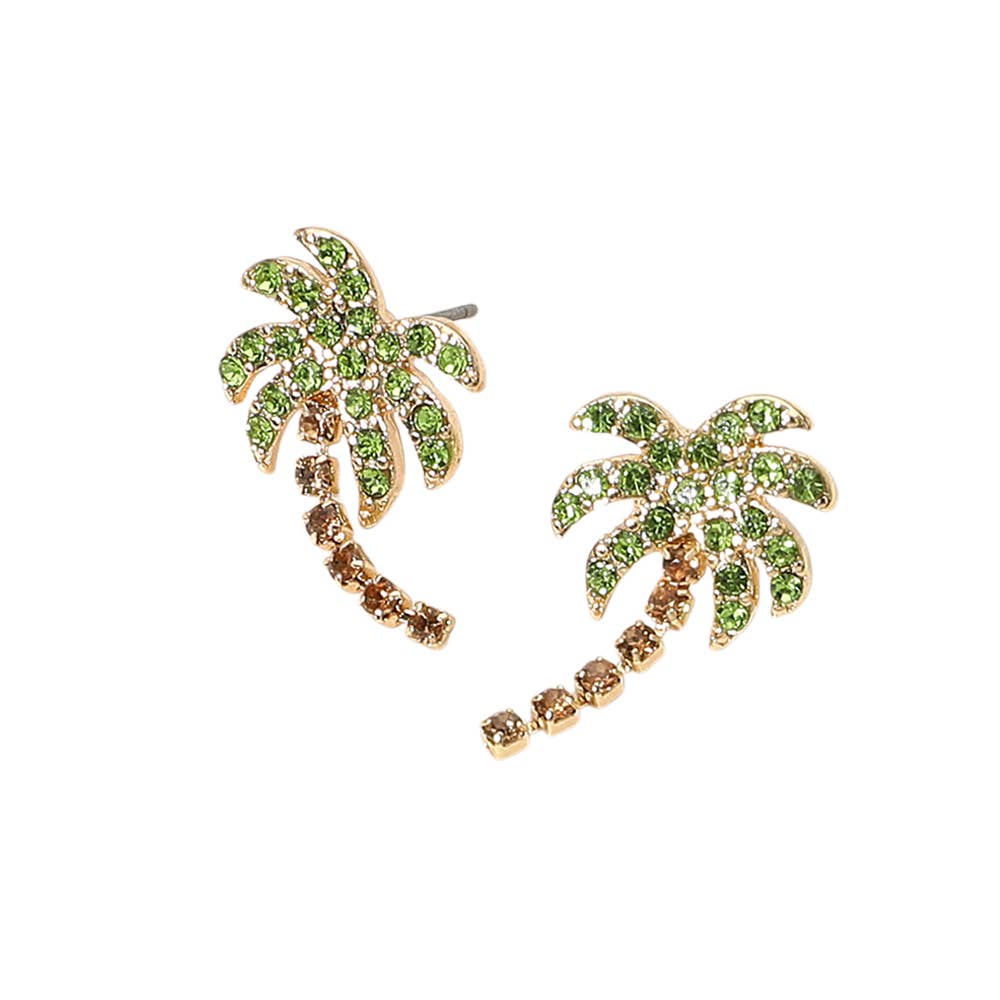 Stone Paved Palm Tree Earrings