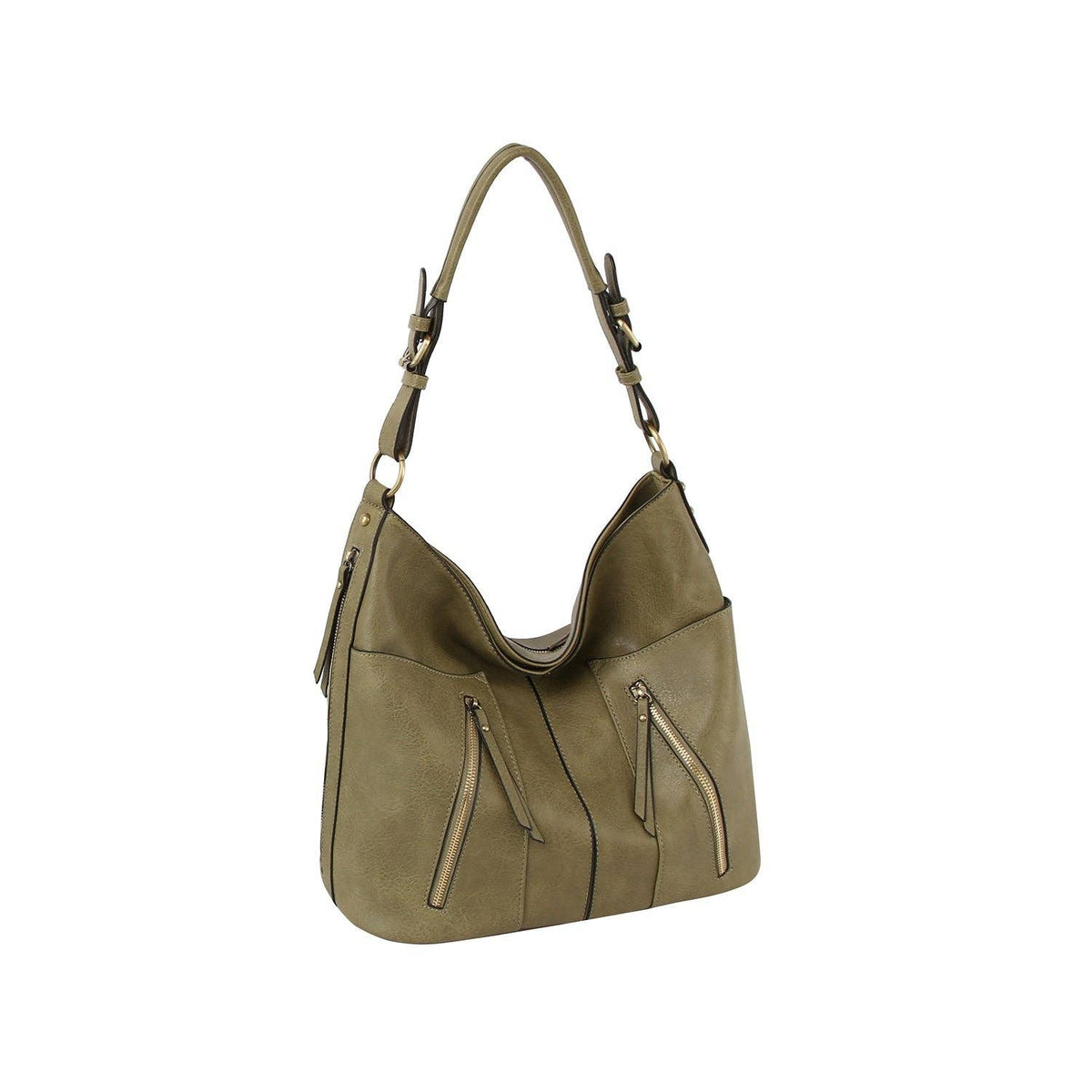 Trendy design two front zipper hobo shoulder bag