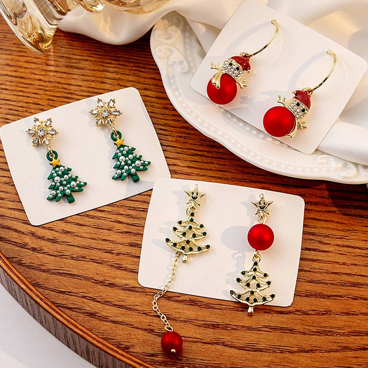 CHRISTMAS SNOWMAN CHRISTMAS TREE EARRINGS