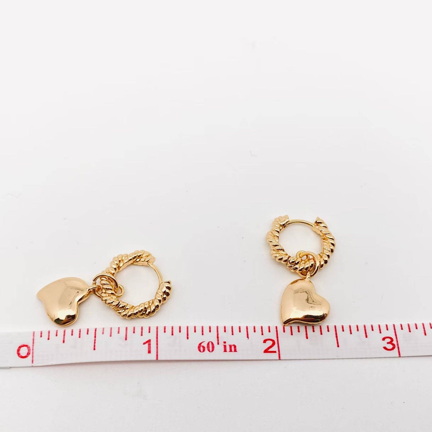 Gold Plated Heart-shaped Pendant Huggie Earring