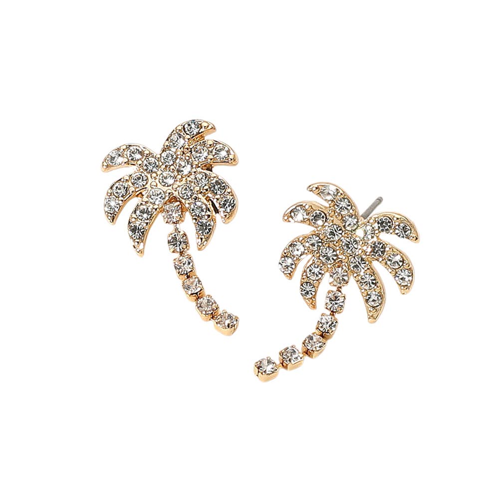 Stone Paved Palm Tree Earrings