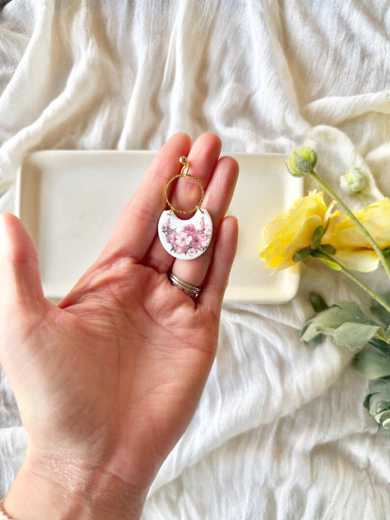 Pink Flower Earrings, Pink Floral Earrings