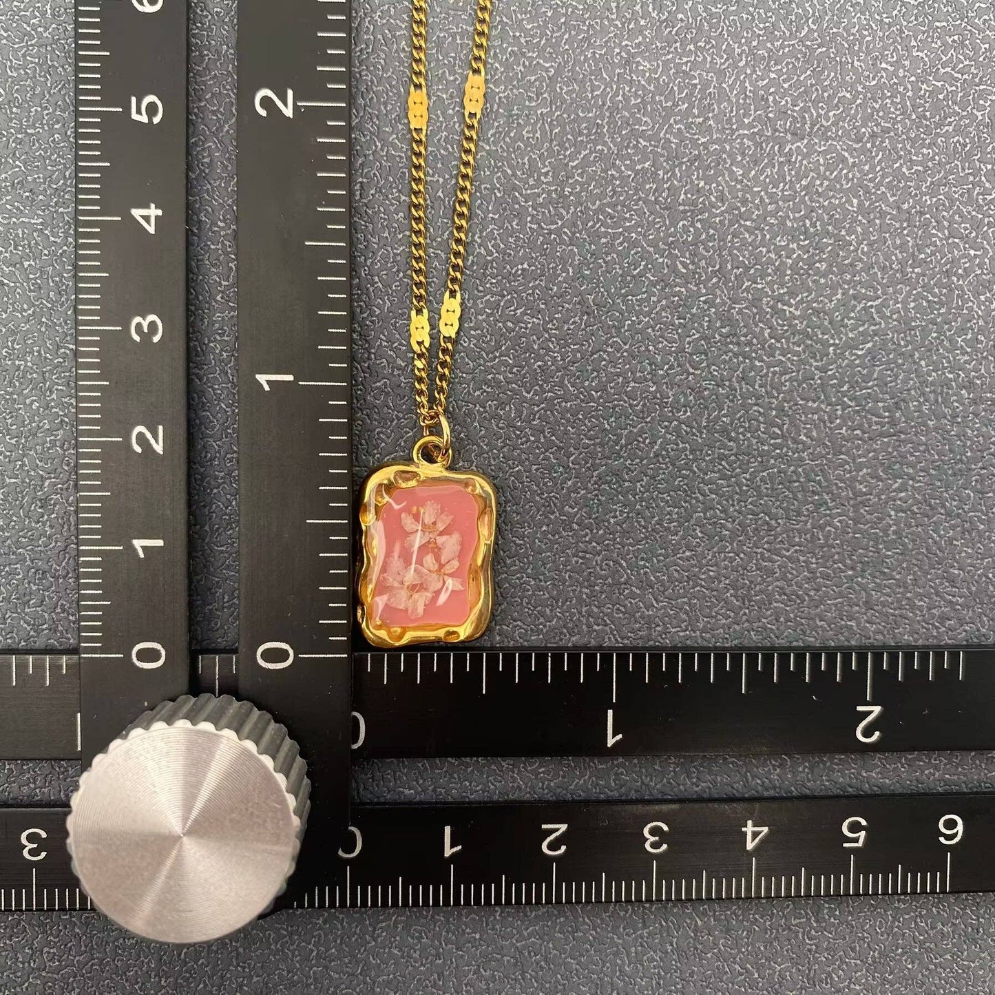 18K Gold Plated SS Dried Flowers Charm Necklace - FGS/PDF