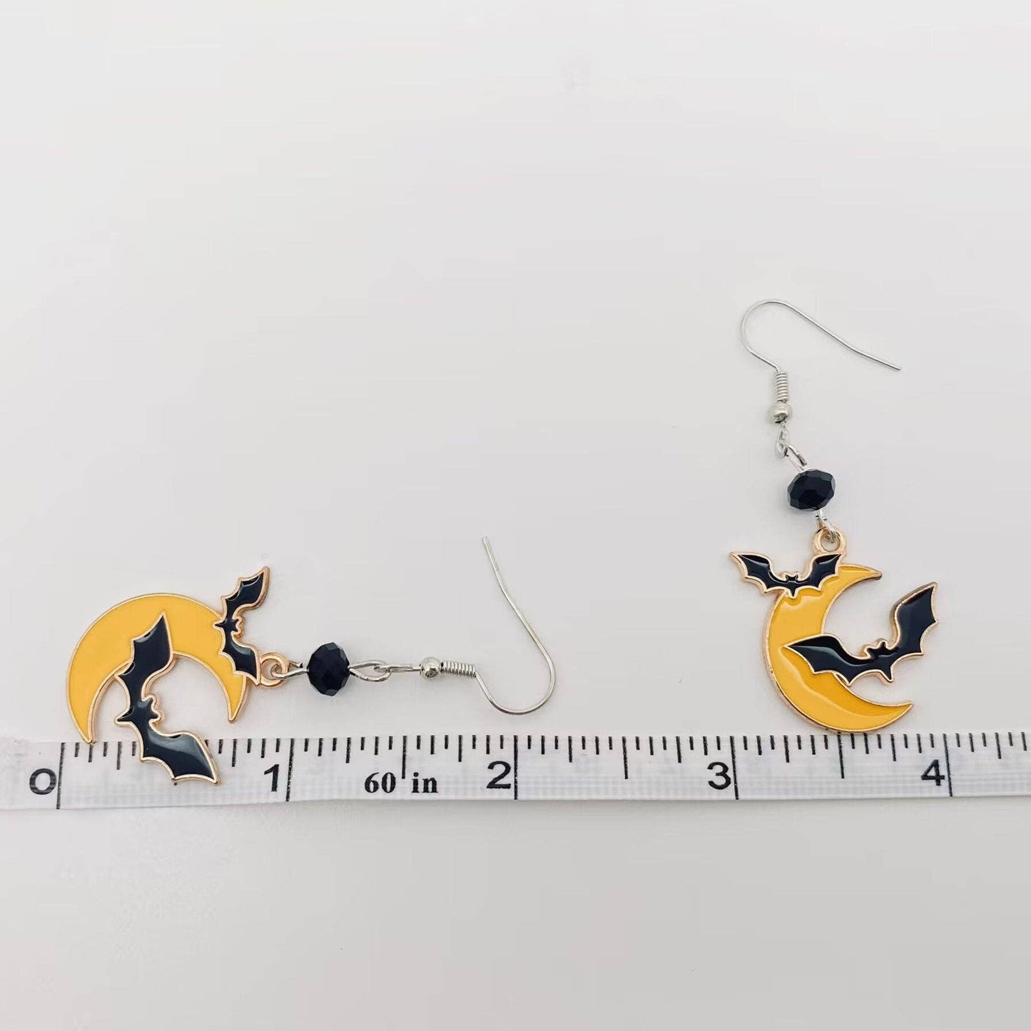 Halloween Gothic Enamel Moonlit Bat Earrings - GT/MS