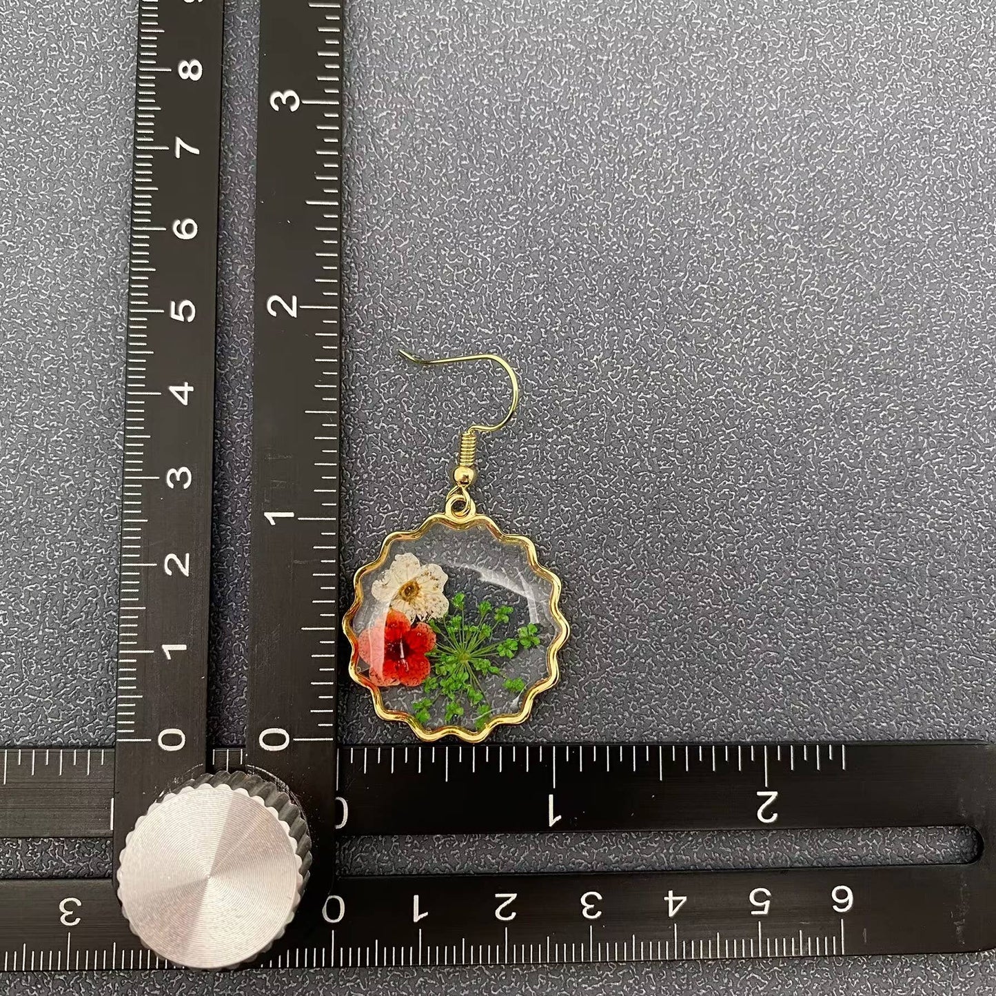 Queen Anne's Lace & Daffodil Dried Flower Dangle Earring-PDF