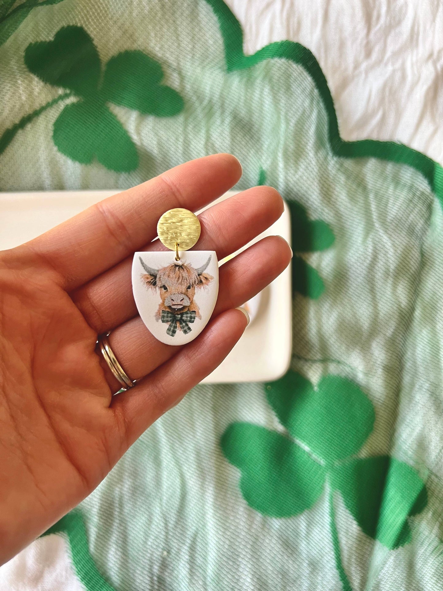 Highland Cow Earrings, Cow Clay Earrings, Lucky Earrings