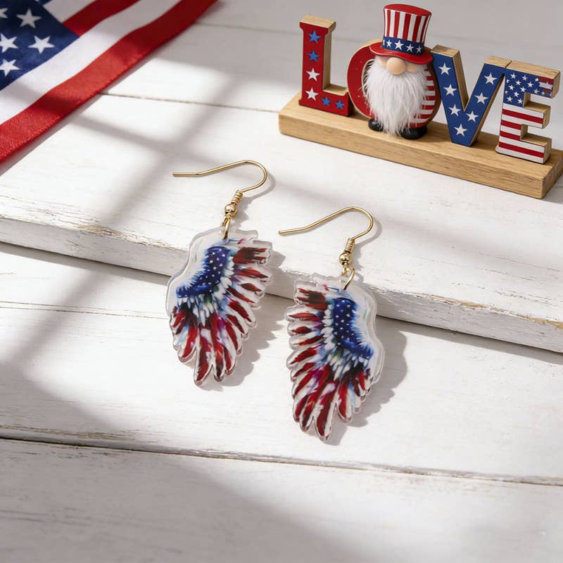 Fourth Of July Flag Element Acrylic Earrings