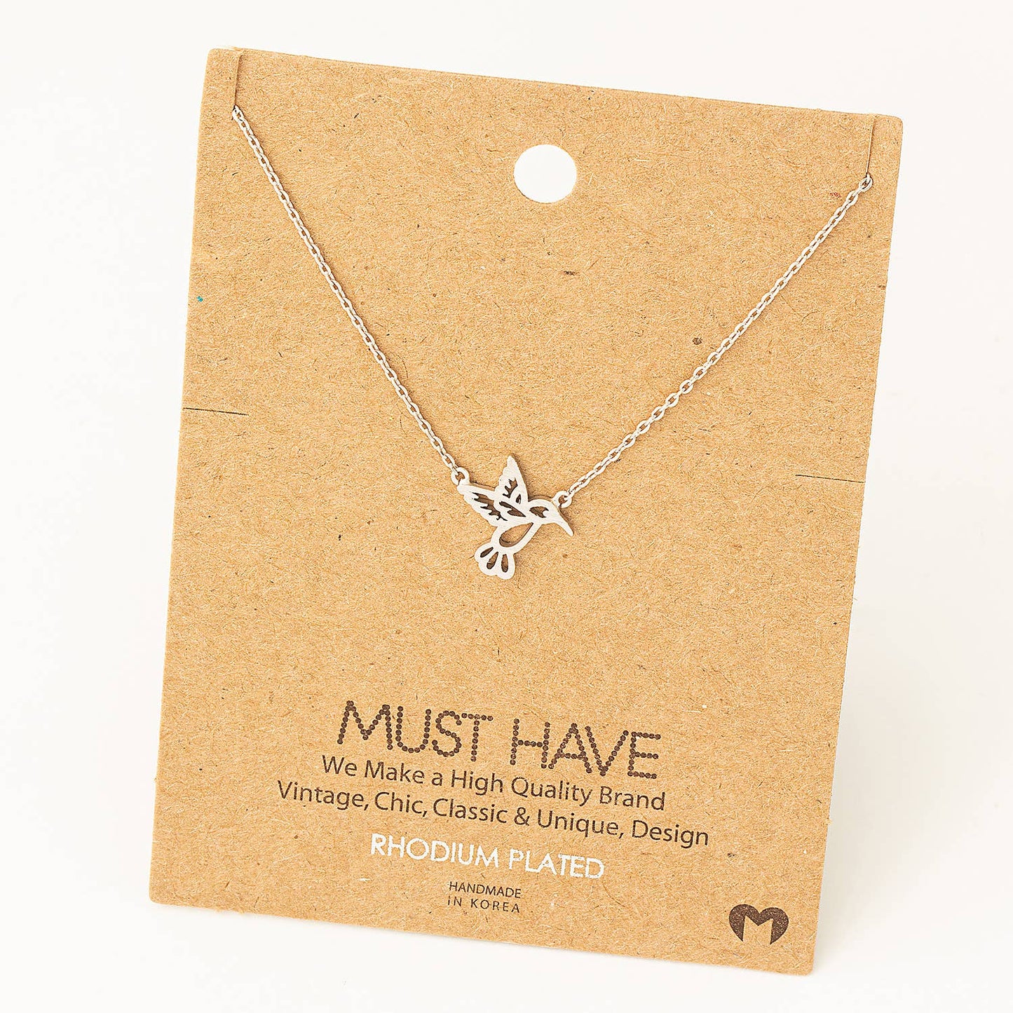 Gold Dipped Hummingbird Cutout Pendant Necklace