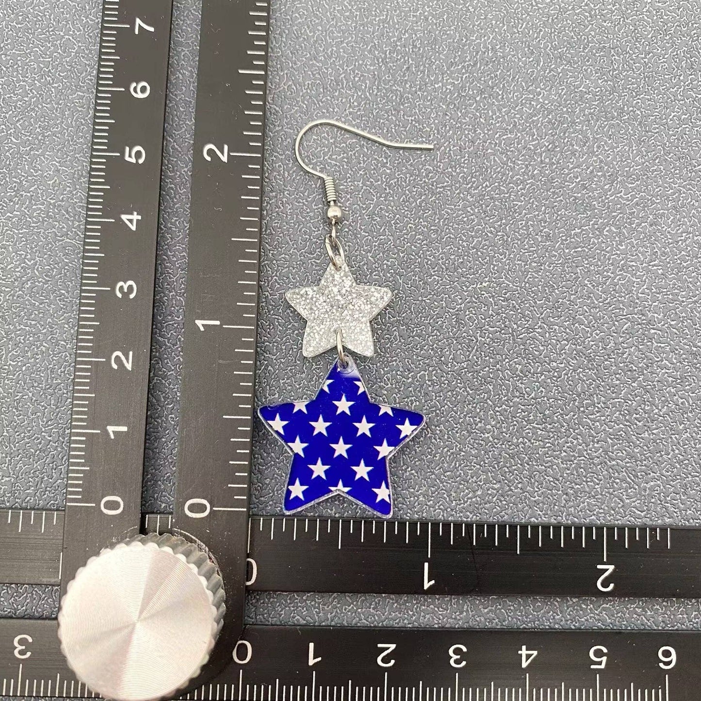 Fourth of July Independence Day Colored Star Dangle Earrings