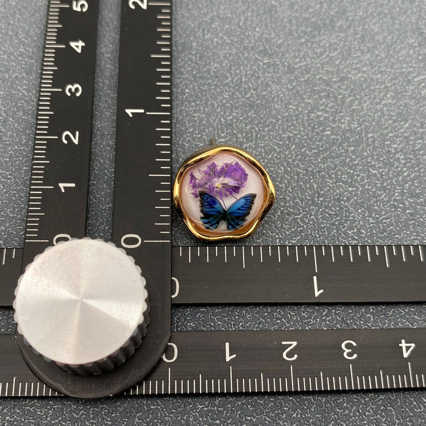 Dried Flowers Butterfly 18K Matte Gold Plated Ear Studs -PDF