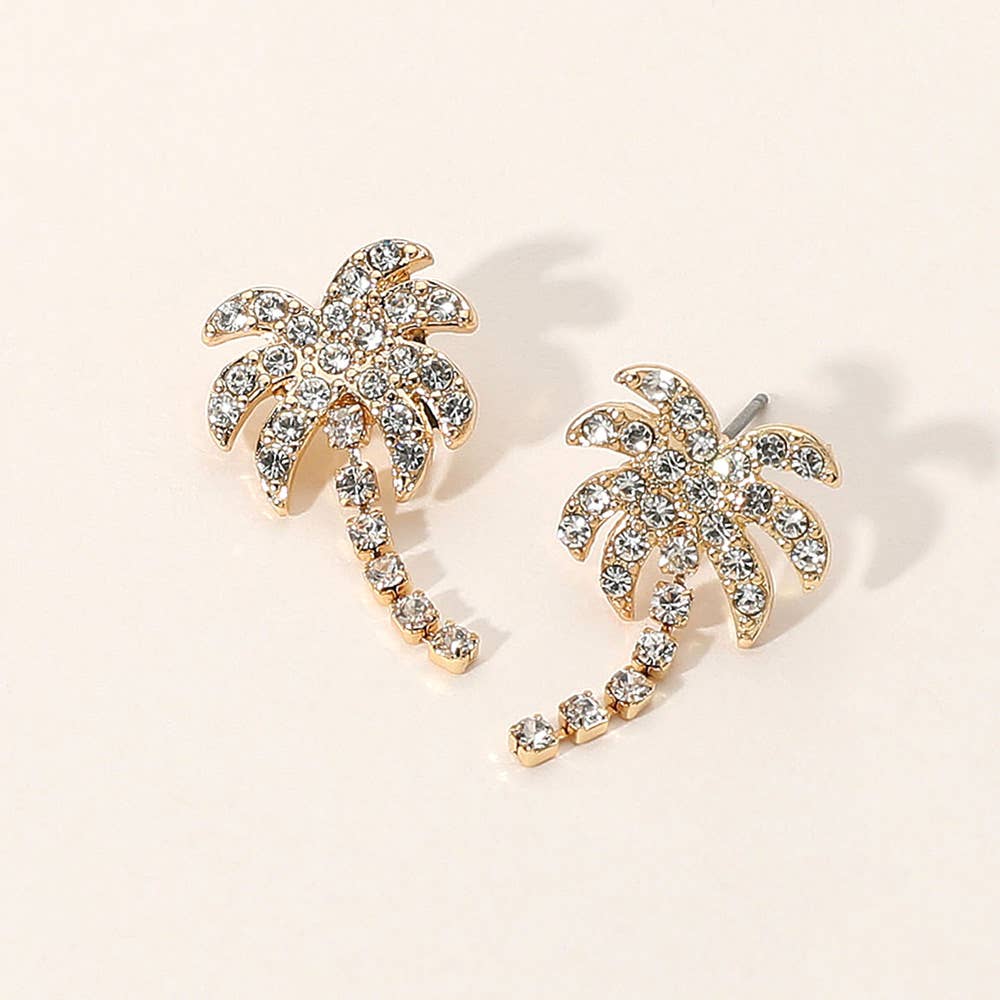 Stone Paved Palm Tree Earrings