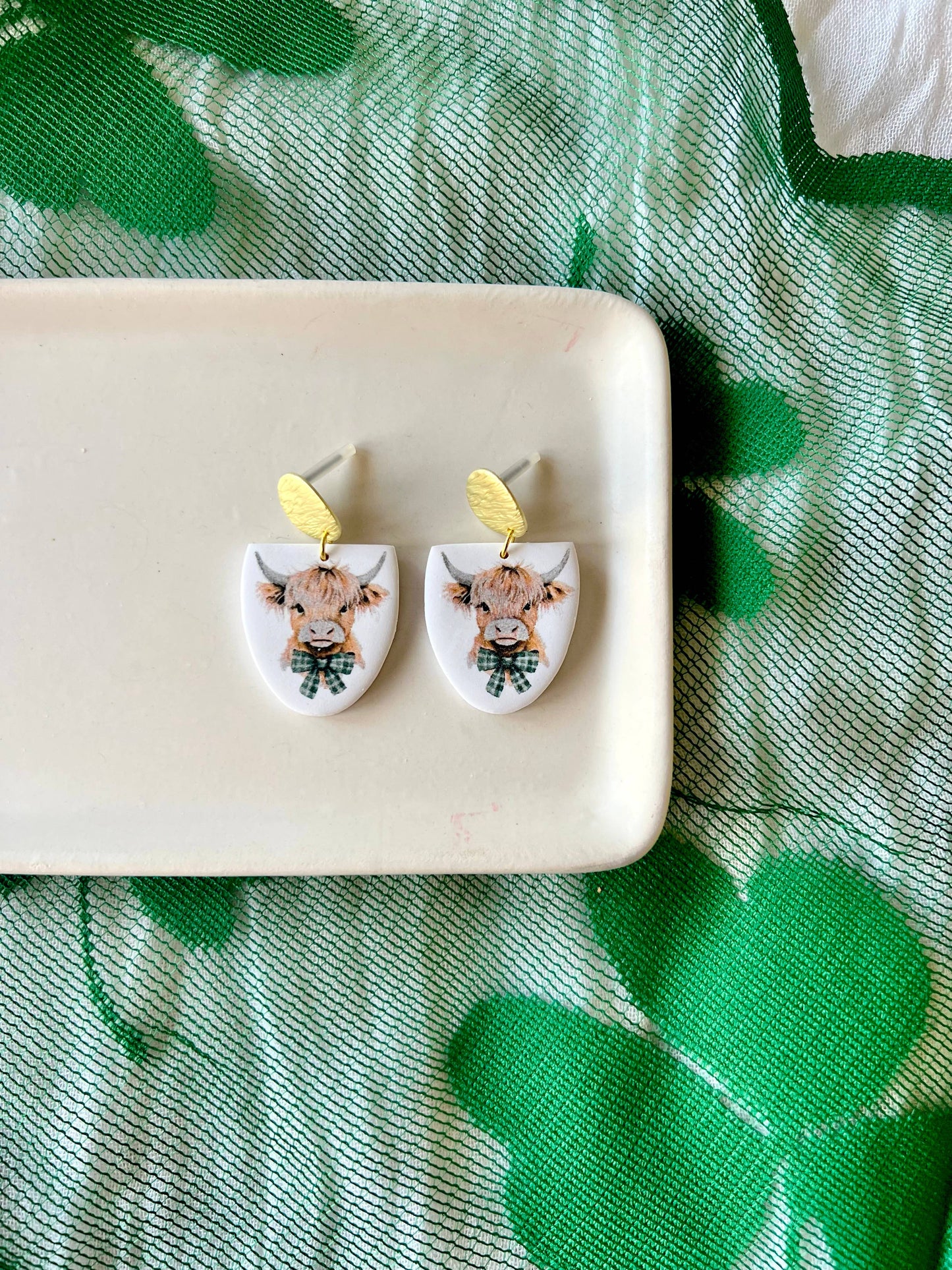 Highland Cow Earrings, Cow Clay Earrings, Lucky Earrings