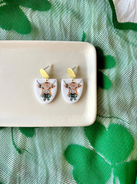 Highland Cow Earrings, Cow Clay Earrings, Lucky Earrings
