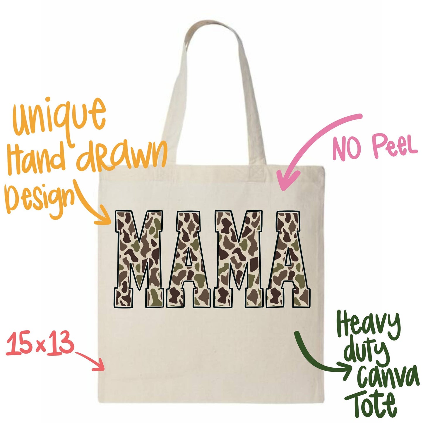 Mama camo tote bag