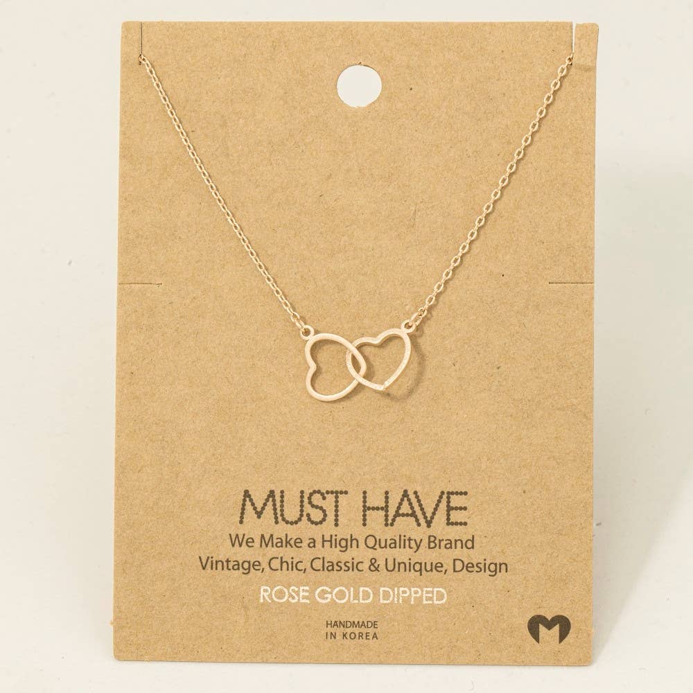 Gold Dipped Heart Link Charm Necklace