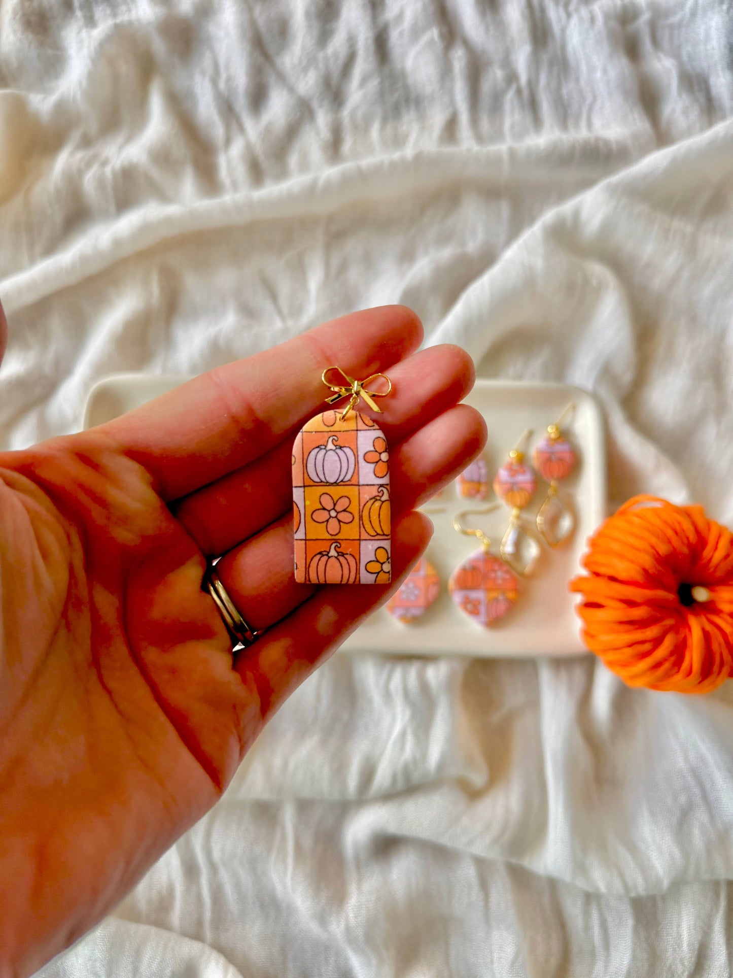 Groovy Pumpkin Earrings, Groovy Fall Earrings, Fall Earrings