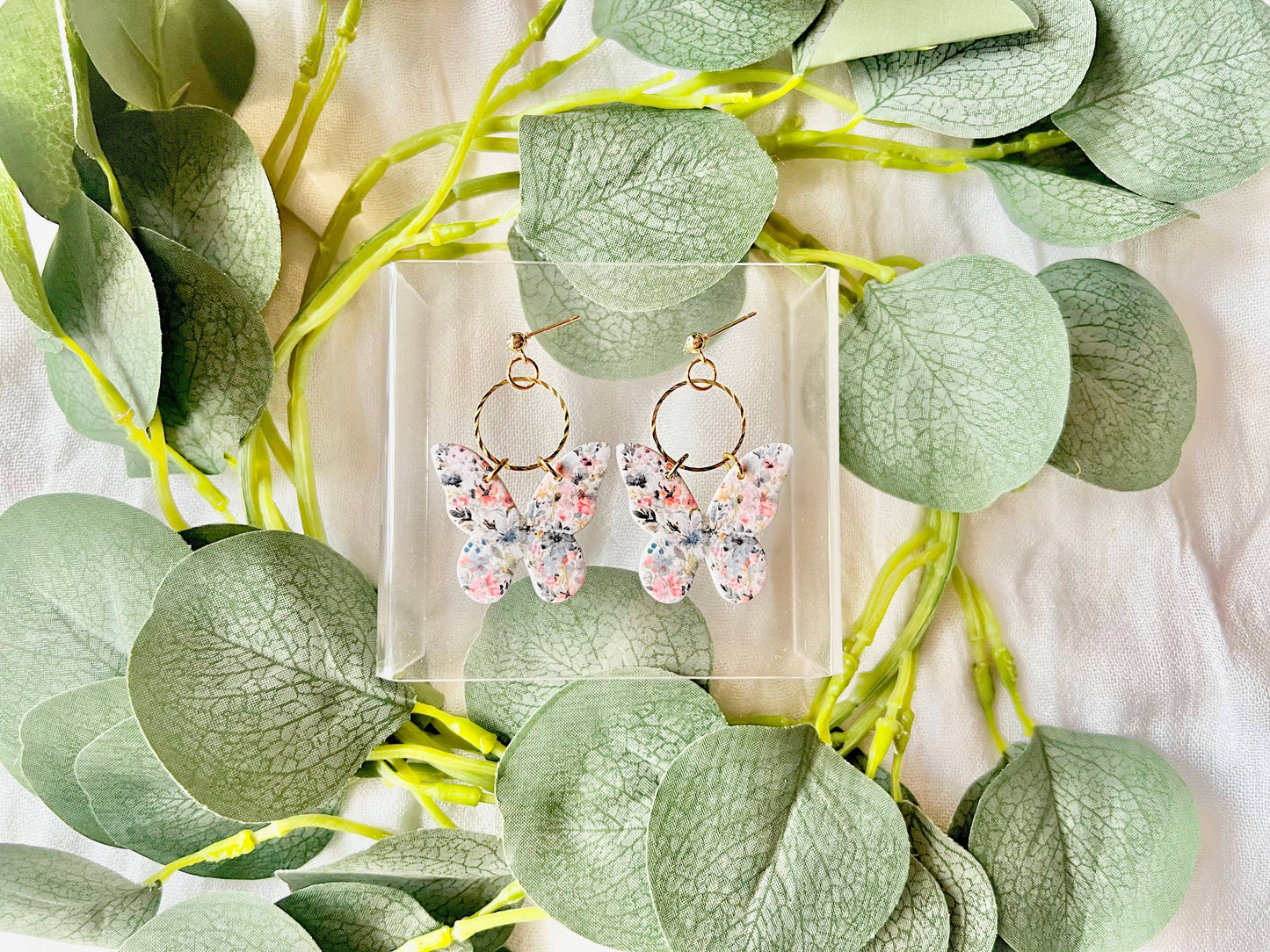 Floral Butterfly Earrings, Butterfly Earrings