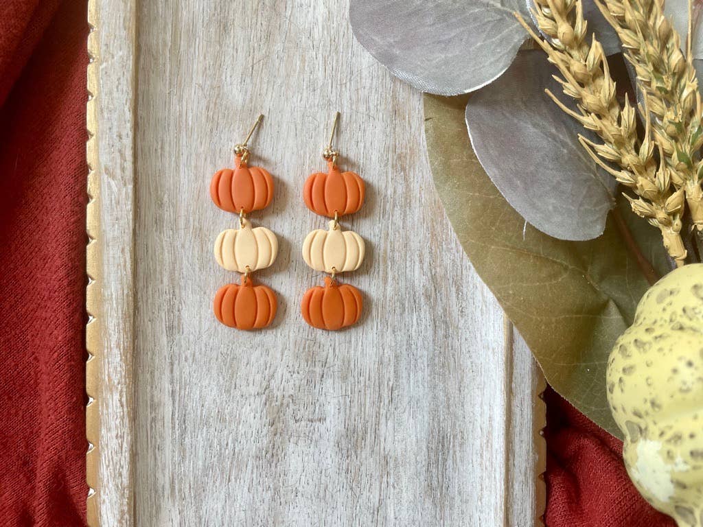 Pumpkin Dangle Clay Earrings