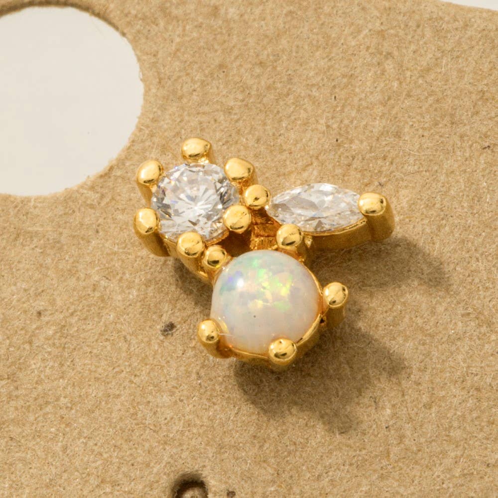 Mini Triple Rhinestone Stud Earring