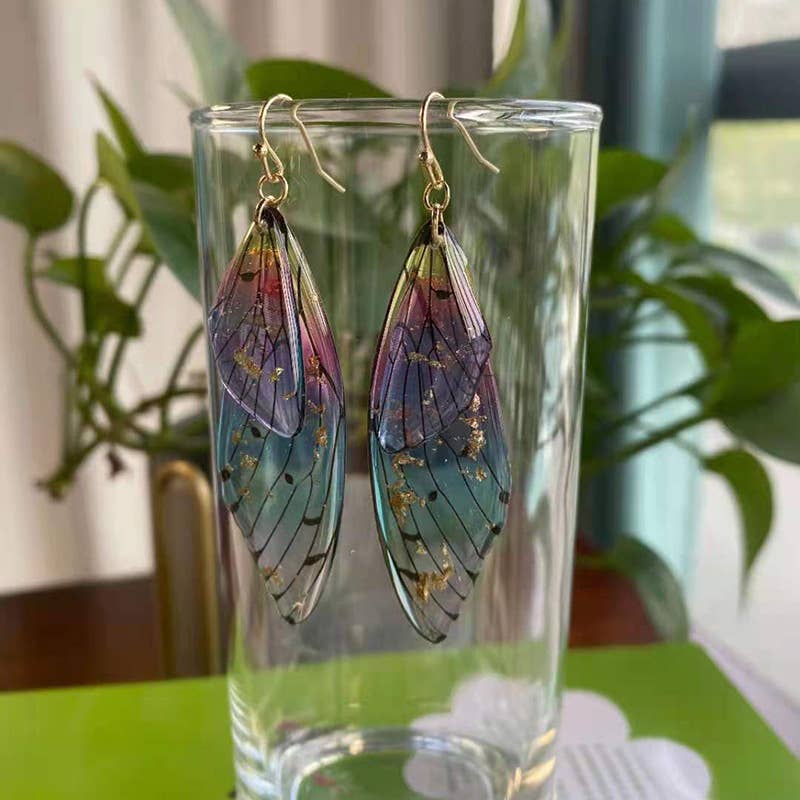 Gradient Cicada Wings Butterfly Wings Earrings