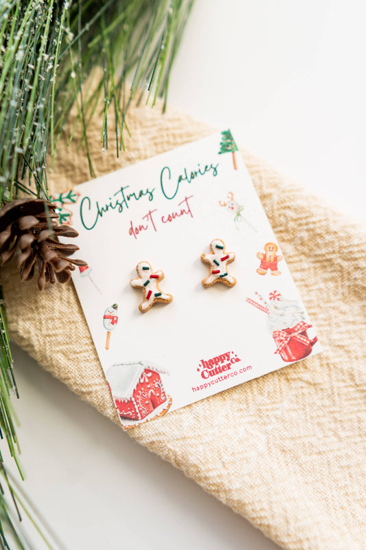Fun Christmas Studs |Frosted Gingerbread Cookie Holiday Stud