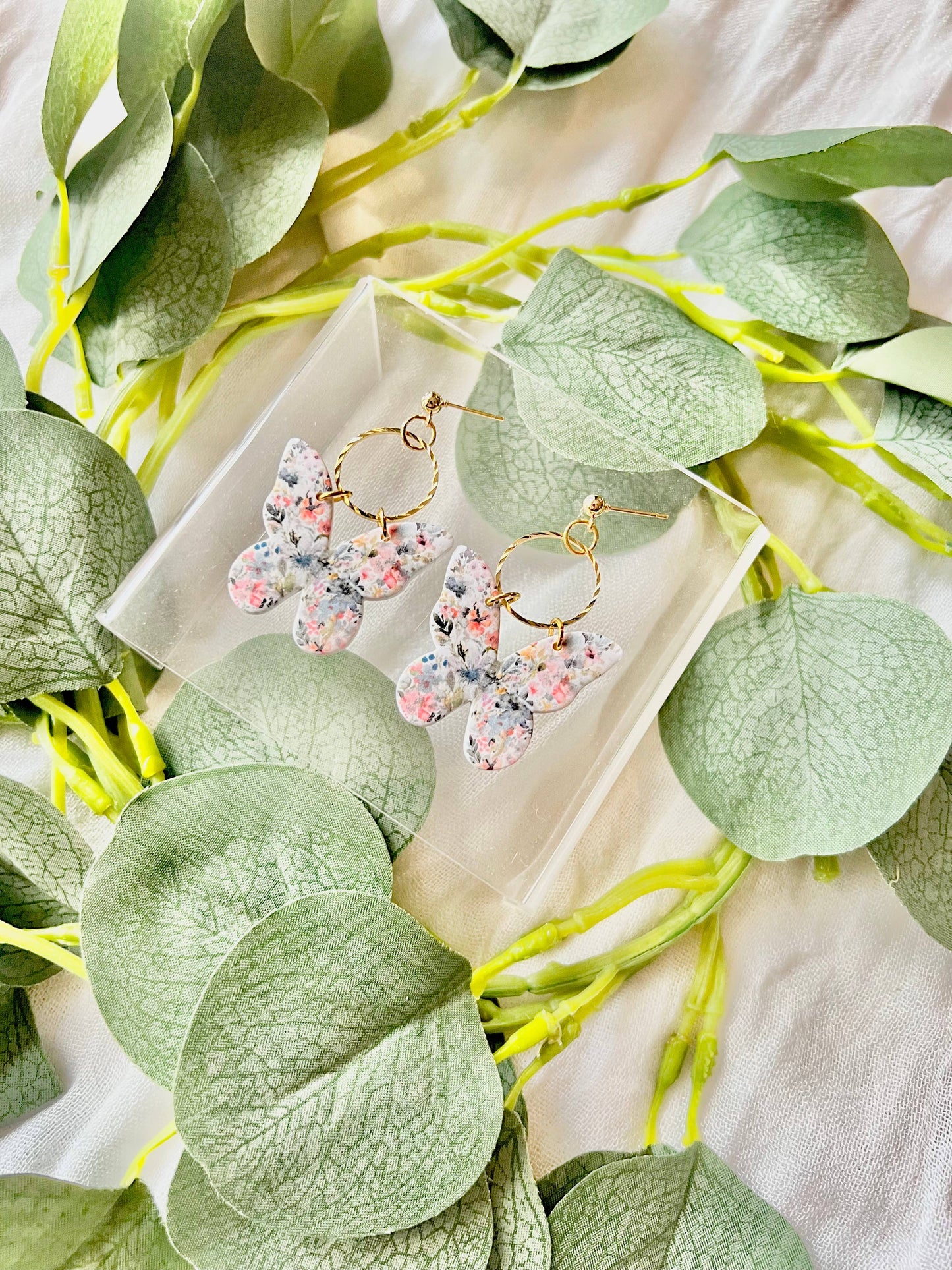 Floral Butterfly Earrings, Butterfly Earrings