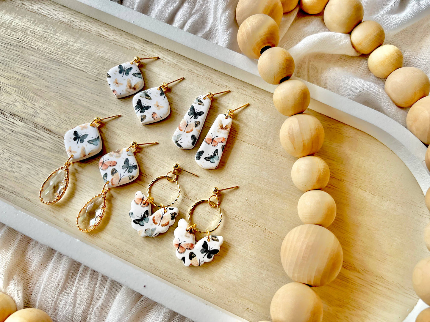 Butterfly Clay Earrings, Butterfly Earrings, Insect Earrings