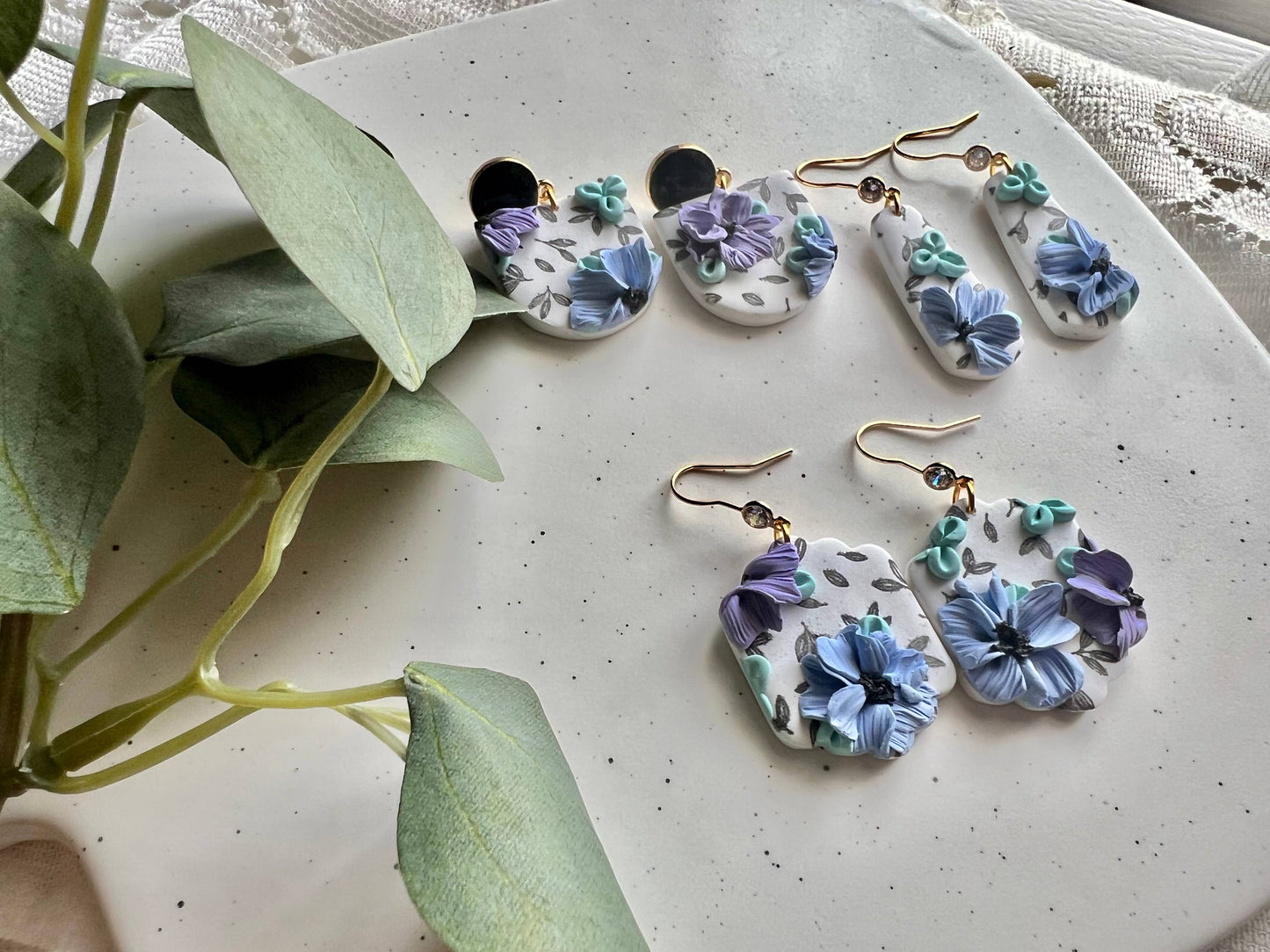 Floral Slab Clay Earrings