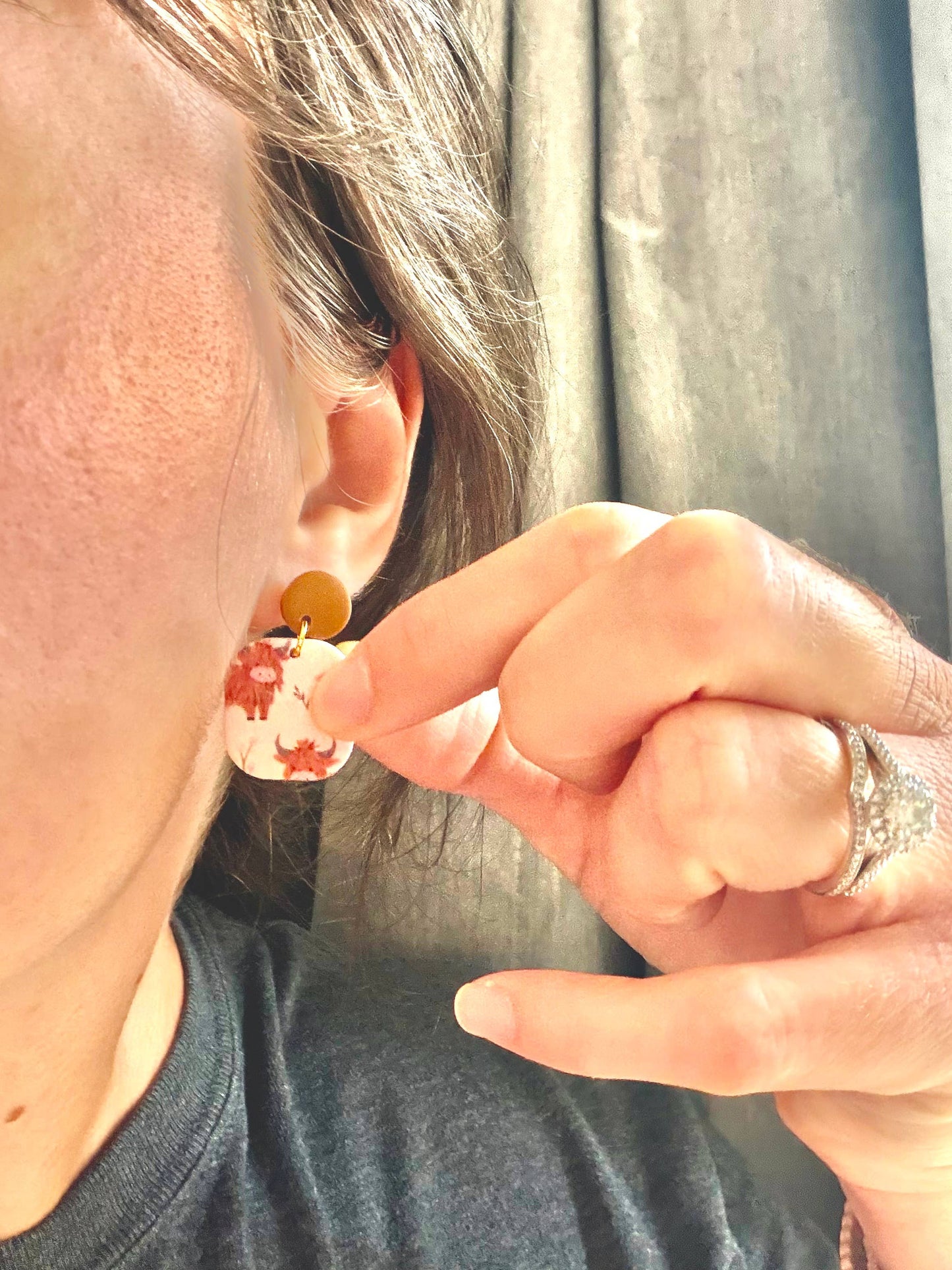 Highland Cow Earrings, Highland Cow Clay Earrings