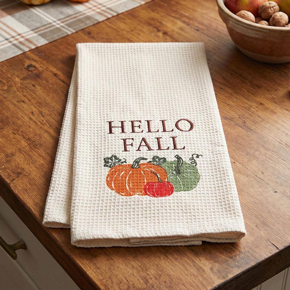 HELLO FALL Pumpkin Printed Kitchen Towel