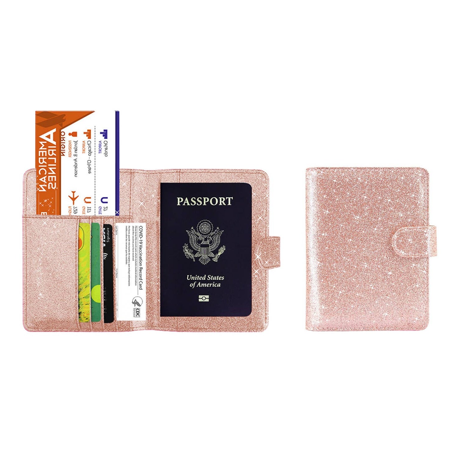 Glitter Bling RFID Passport Organizer With CDC Card Holder
