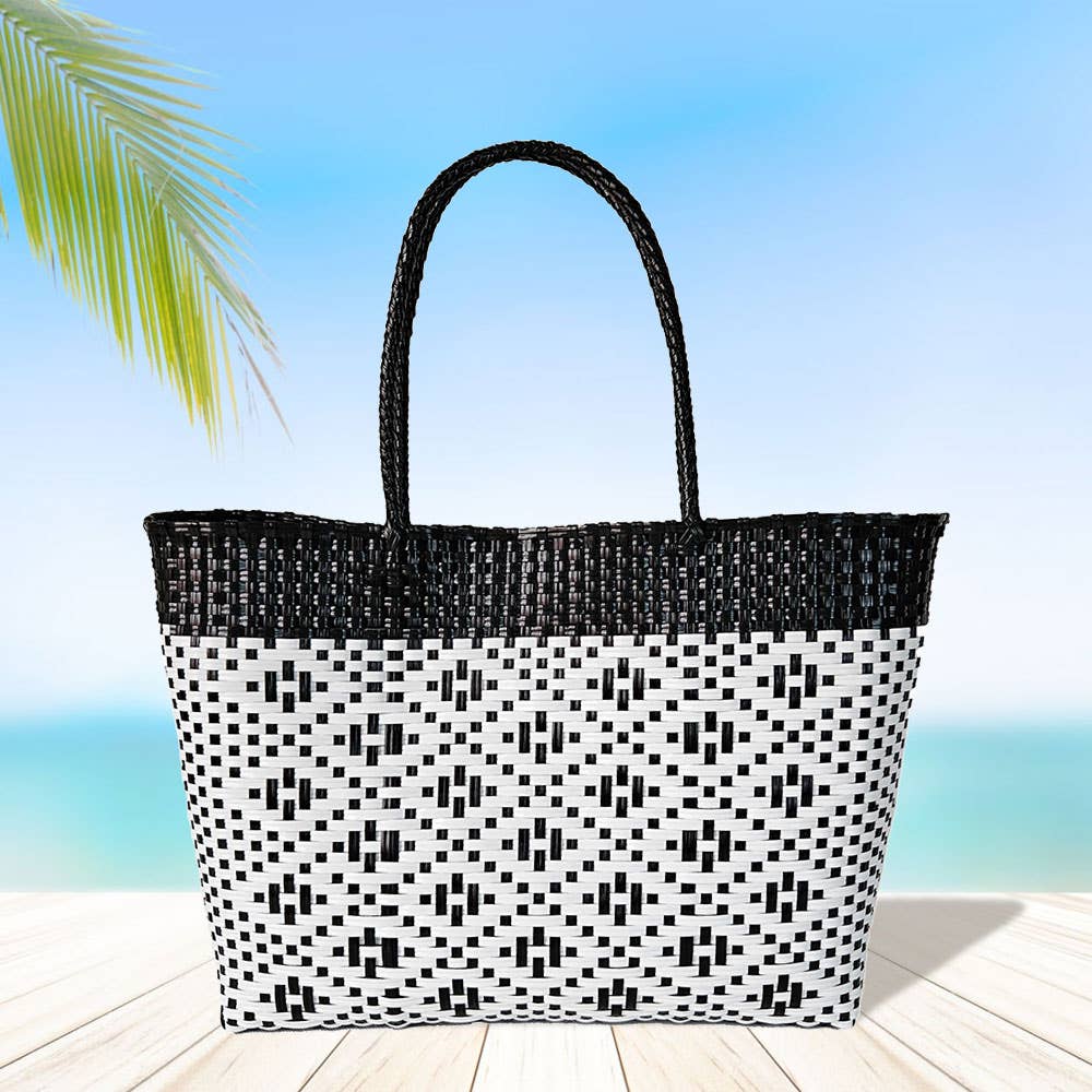 Aztec Pattern Basket Weave Tote Bag / Shoulder Bag