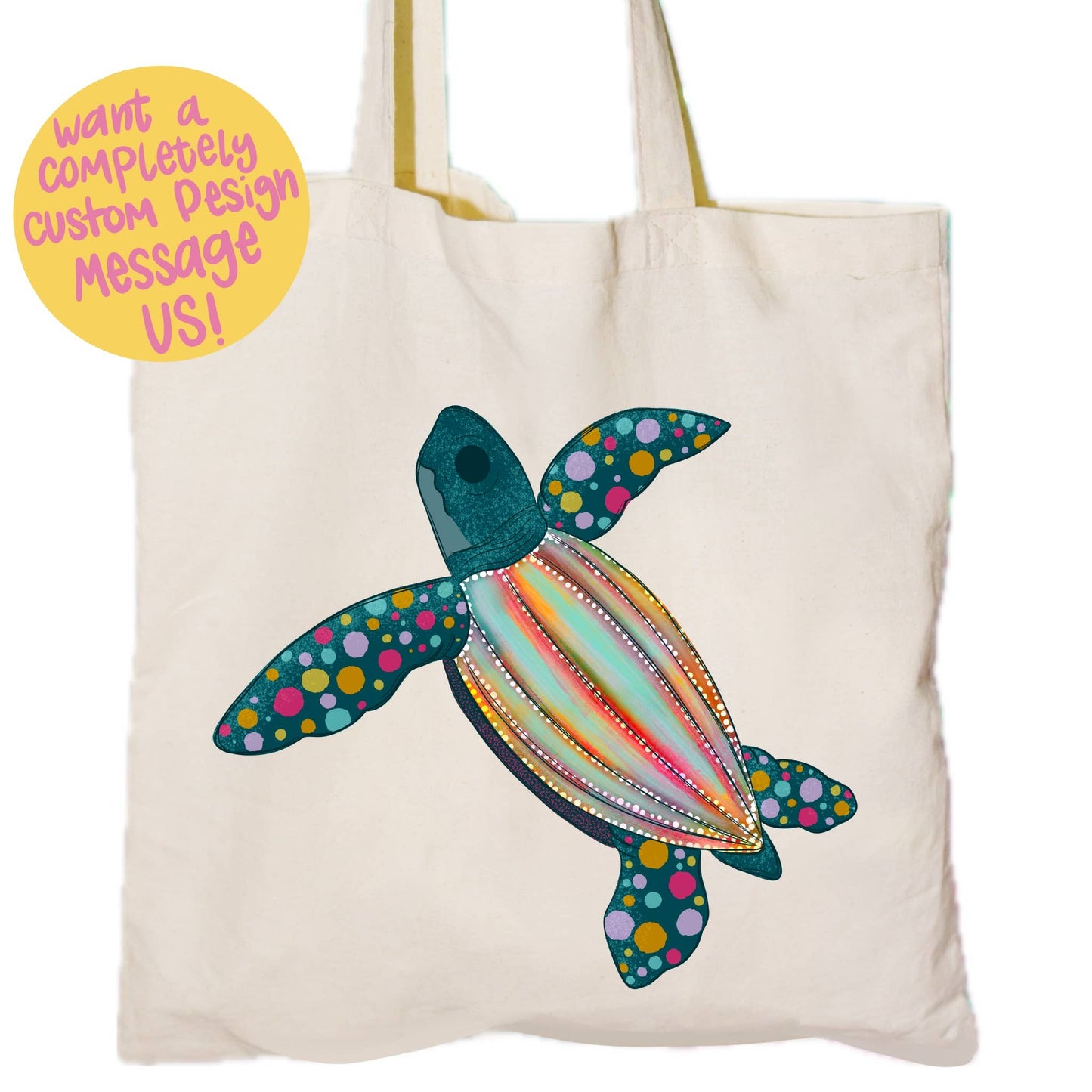 Leatherback turtle watercolor tote bag 