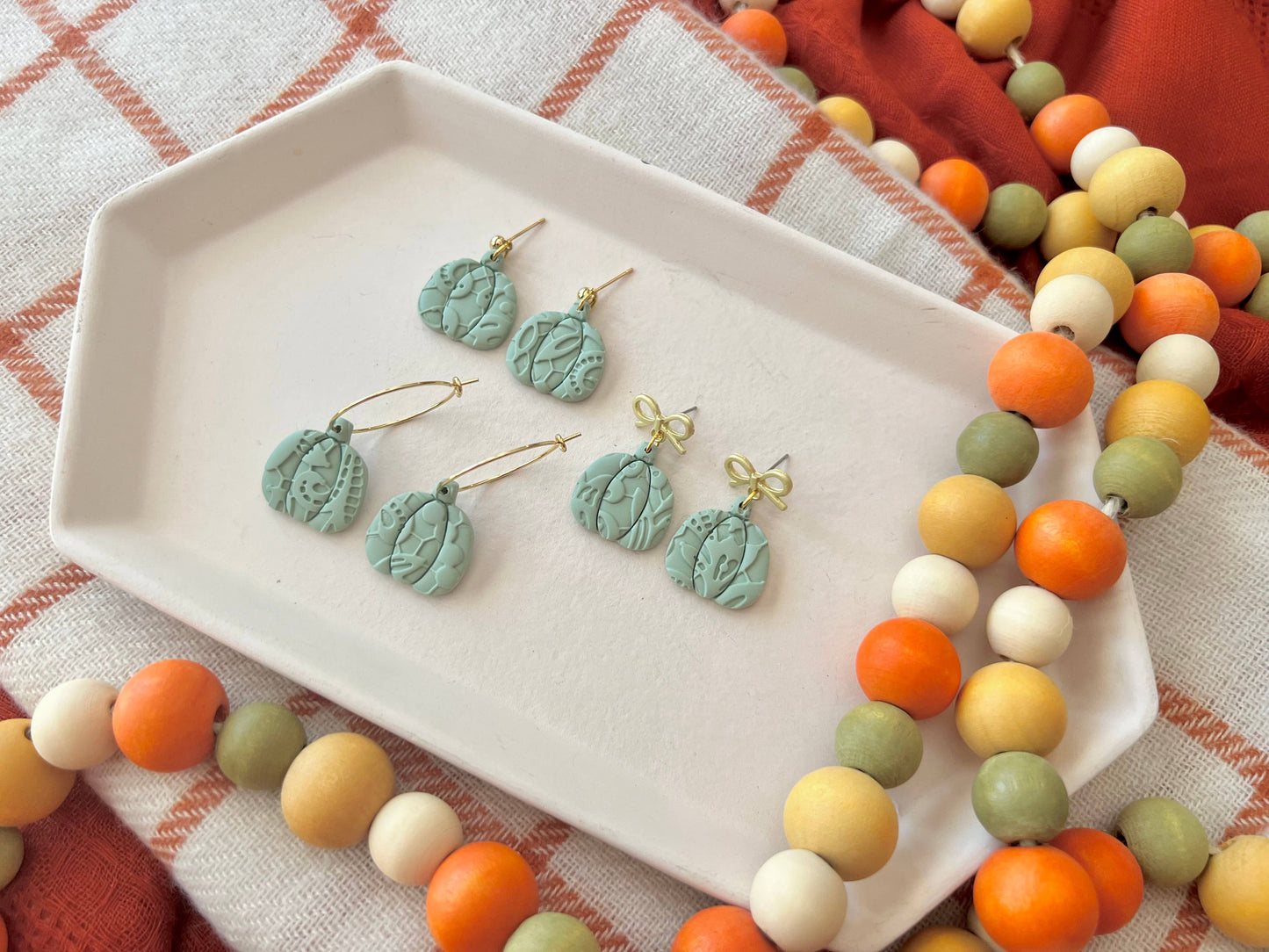 Lace Pumpkin Earrings, Pumpkin Clay Earrings, Fall Earrings