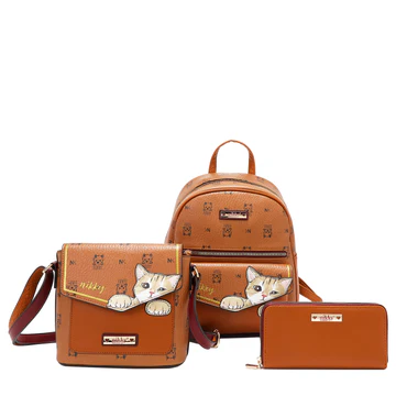 Cat 3 PIECE SET (BACKPACK, CROSSBODY, WALLET)