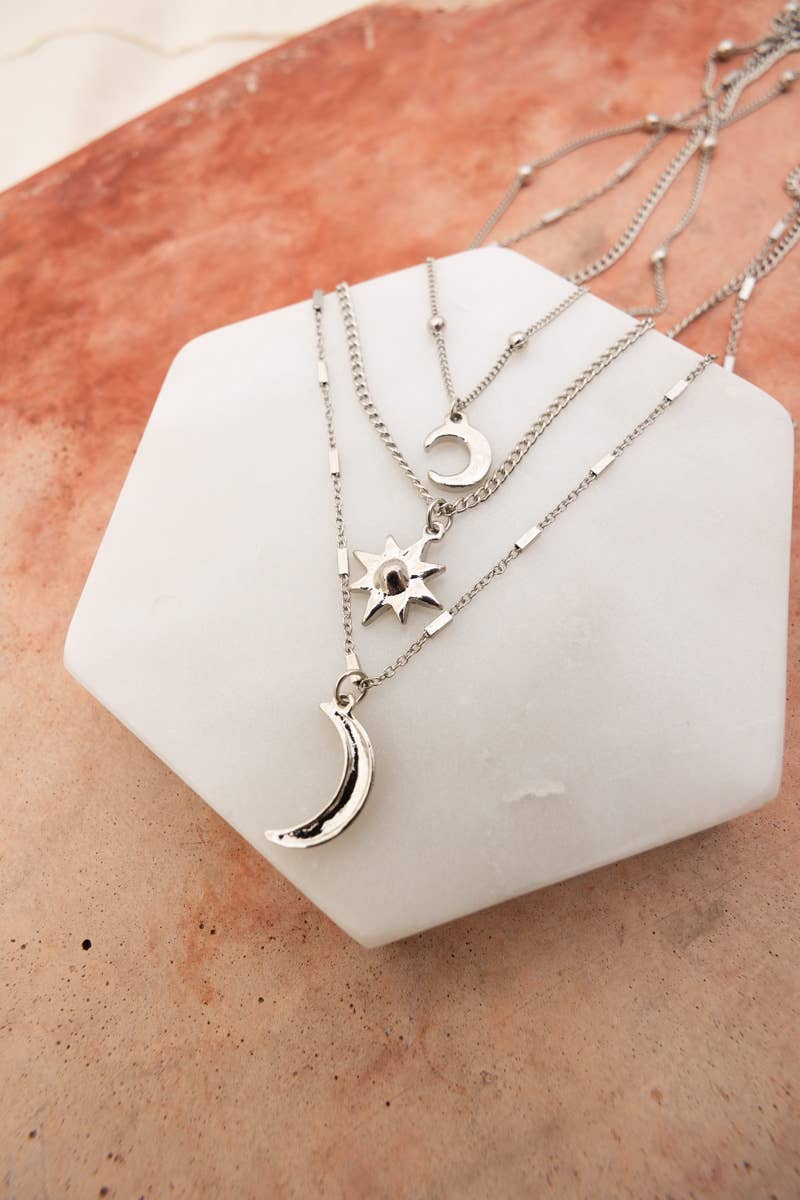 🌙⭐ Celestial Layered Necklace - Moon and Star Charms 🌜✨