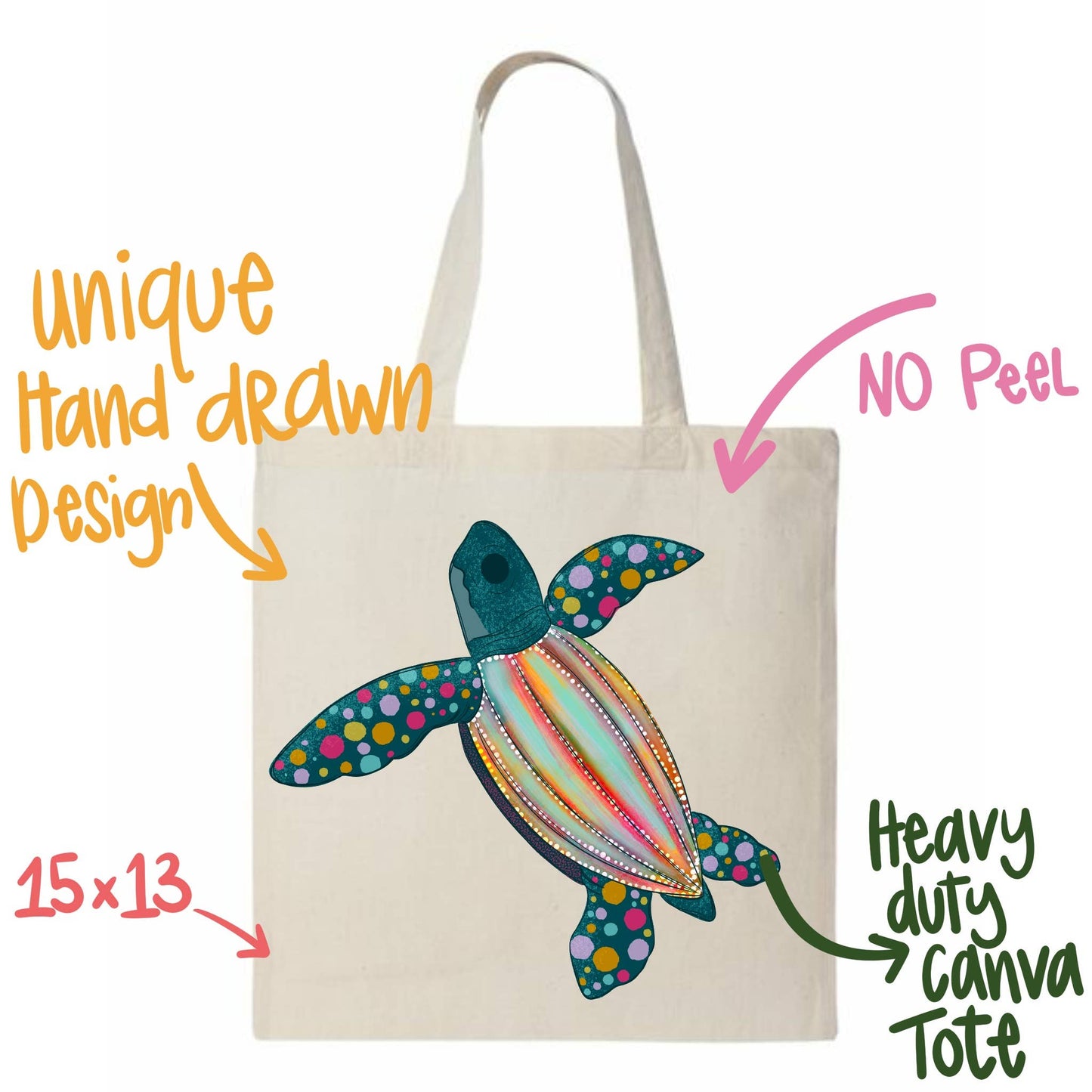 Leatherback turtle watercolor tote bag 