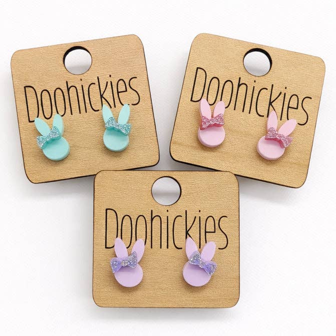 Pastel Hoppy Bow Stud Collection - Easter Earrings