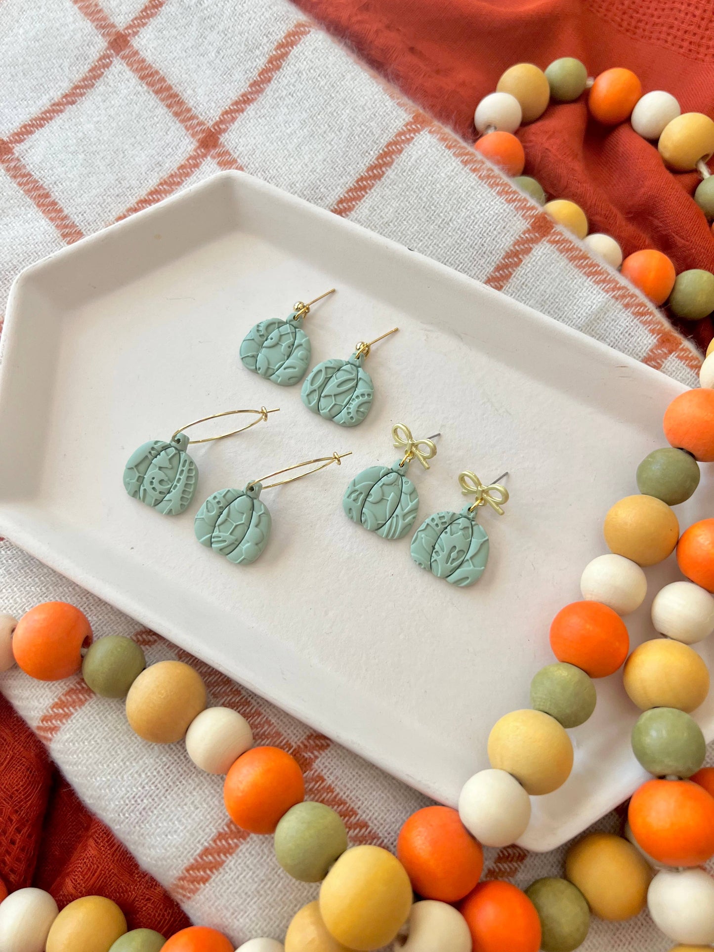 Lace Pumpkin Earrings, Pumpkin Clay Earrings, Fall Earrings