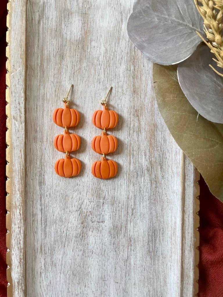 Pumpkin Dangle Clay Earrings