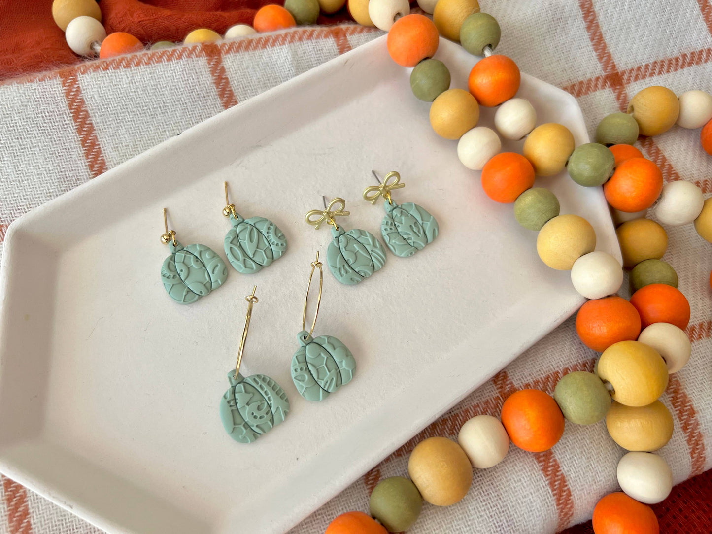 Lace Pumpkin Earrings, Pumpkin Clay Earrings, Fall Earrings
