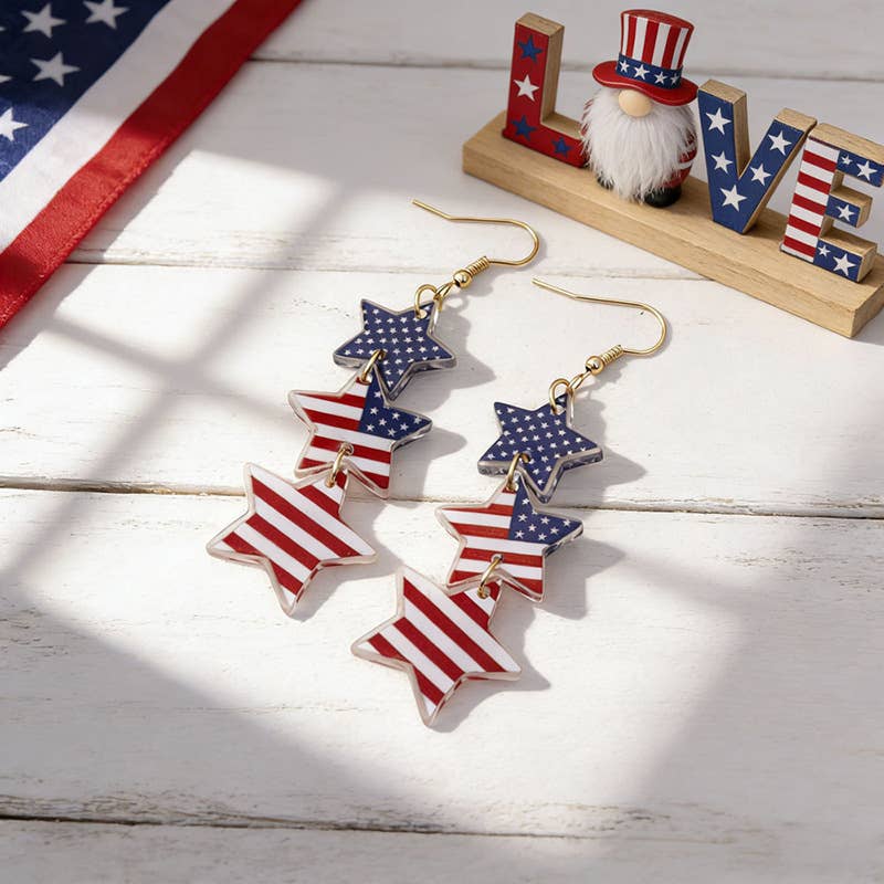 Fourth Of July Flag Element Acrylic Earrings