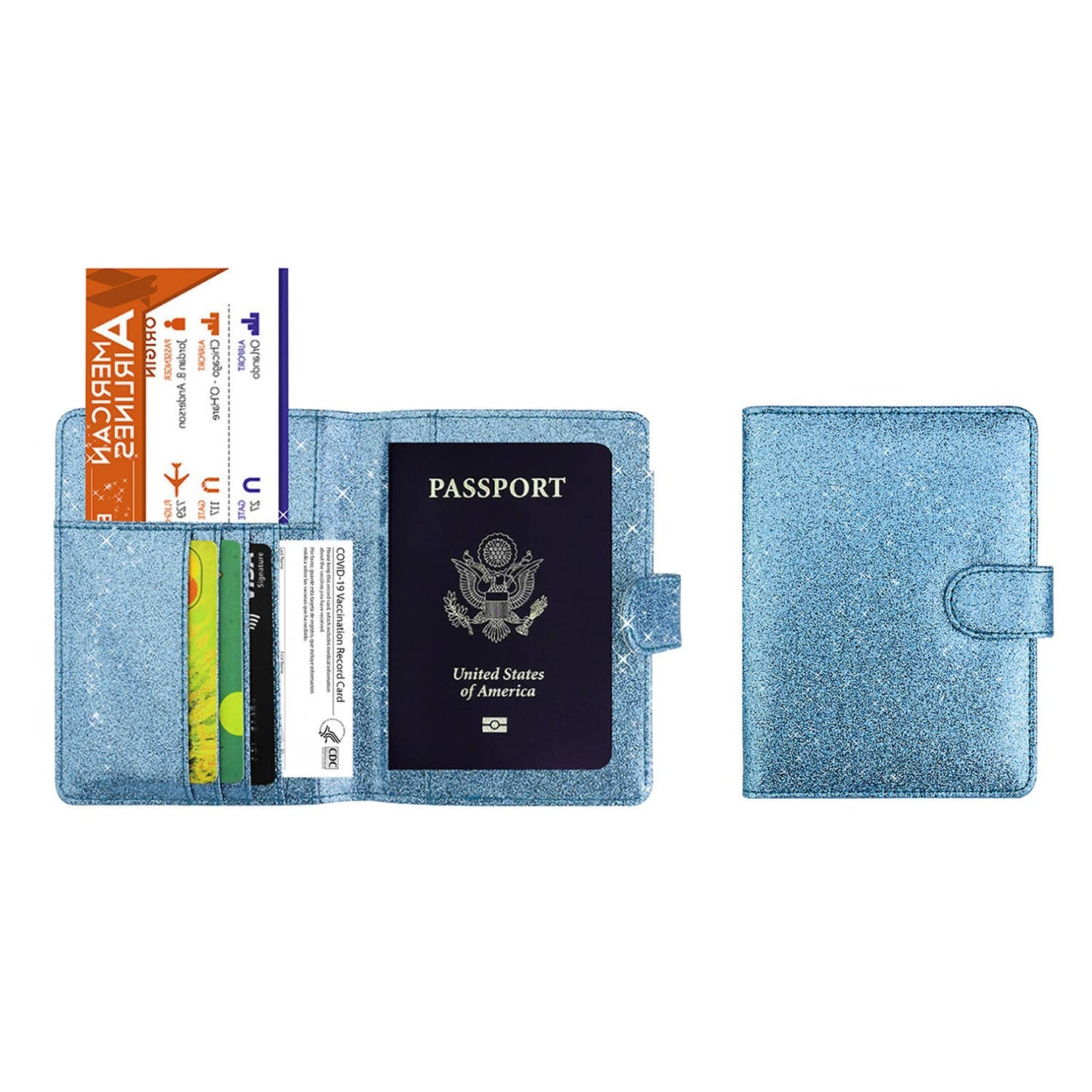 Glitter Bling RFID Passport Organizer With CDC Card Holder